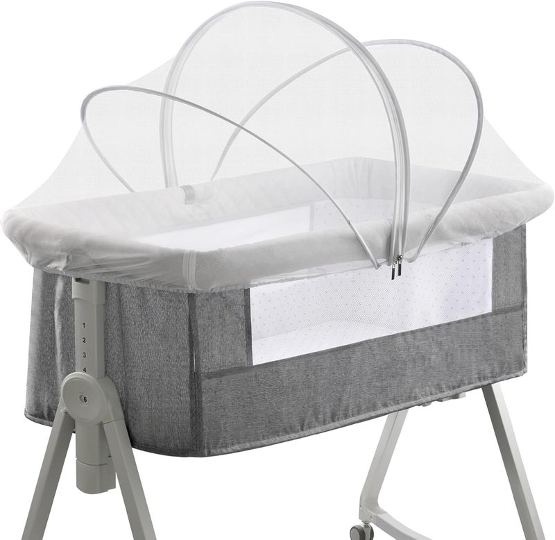 jiangcha Bassinet Cover for Cats - Mosquito Net Cover for Bassinet Bedside Sleeper Travel Crib to Keep Cats Out - Breathable Baby Mosquito Net with 2-Way Zipper (White-Small) - Image 1